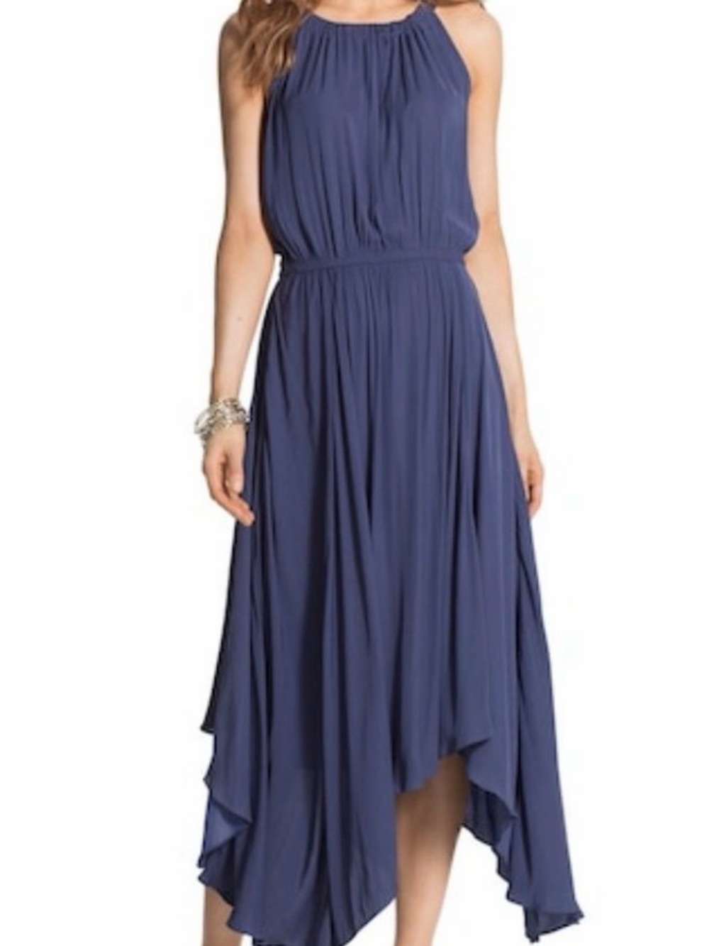 Chico's Navy High-Low Halter Maxi Dress
